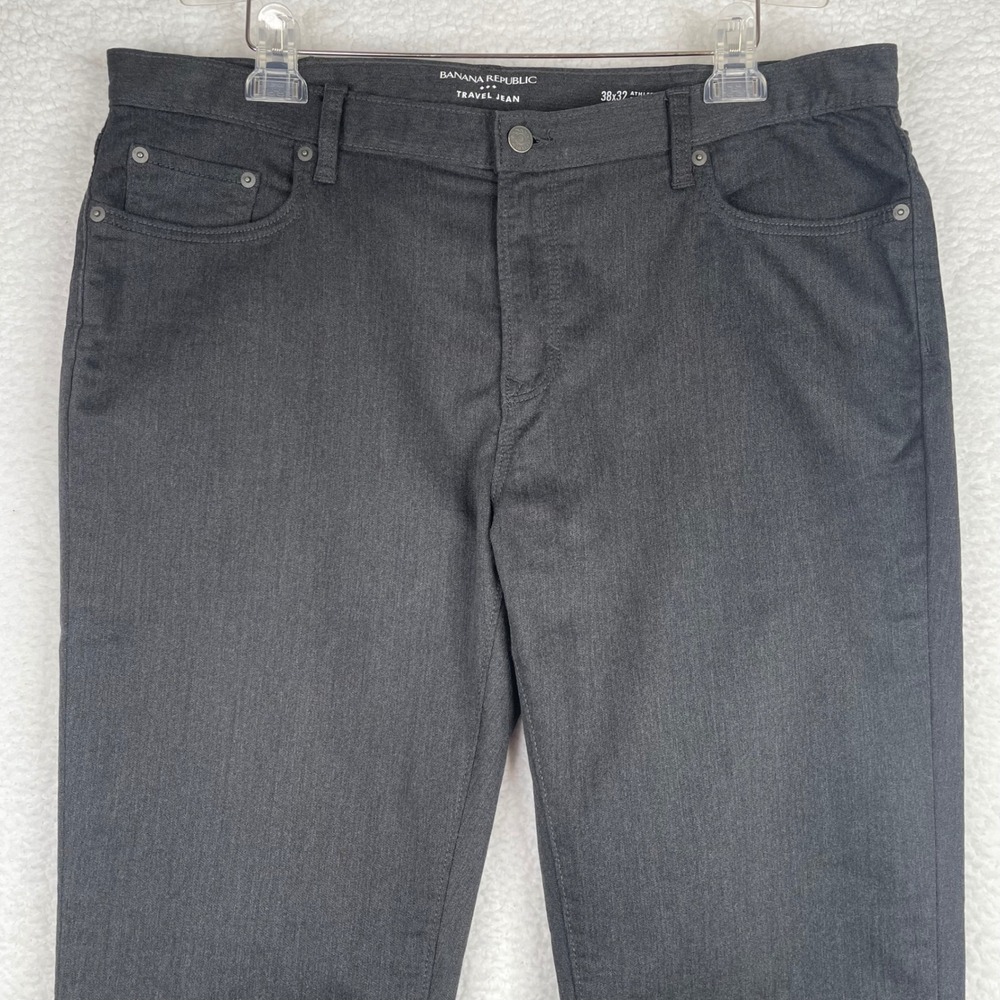 Banana Republic Travel Jeans Mens 38x32 Athletic Fit Charcoal Gray Stretch Pants